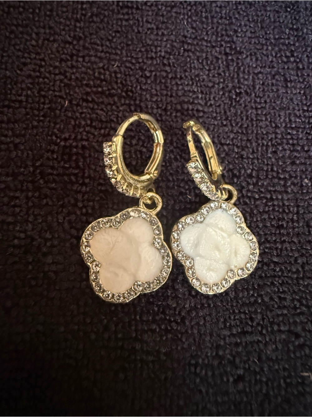 Gold-Tone White Mother-of-Pearl Clover Drop Earrings
